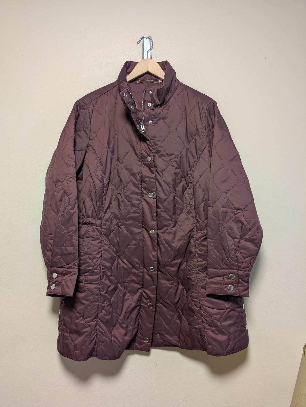 Soft Surroundings Quilted Jacket Plum Snap Zip Women 1X
